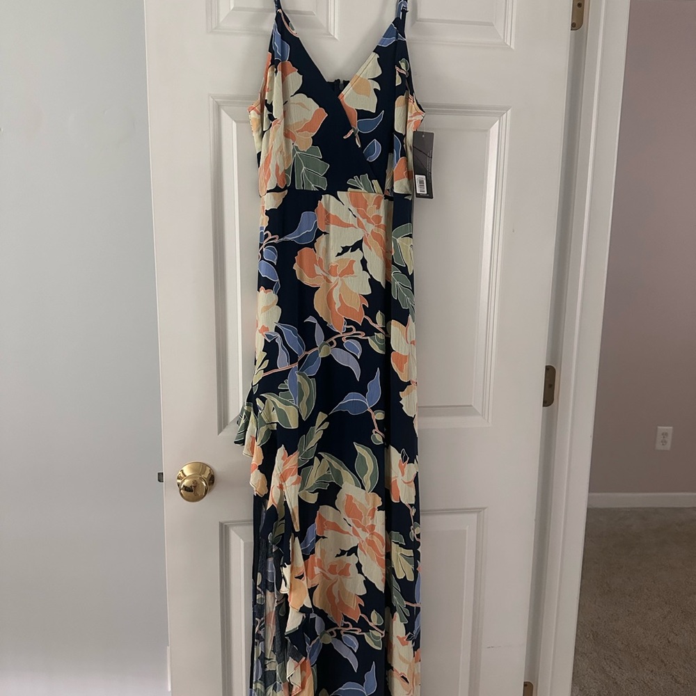 Floral Maxi Dress in Navy and Peach